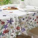 Spring Tablecloth 60x84 Inch Rectangle - Spring Decorations for Home - Farmhouse Floral Table Cloth Rectangle for Party, Home