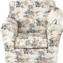 JQinHome 2 Piece Stretch Sofa Cover Printed Couch Covers, Floral Pattern Armchair Slipcover with Separate Chair Cushion Cover, Washable Furniture Protector for Living Room(Armchair,Flowers Shadow)