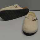 Xiakolaka Women's Suede Clogs Adjustable Buckle Slip on Footbed Home Clog Slippers (11, Beige)