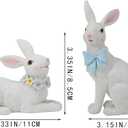 Set of 2 Easter Bunny Figurines, Resin Rabbit Decorations with Easter Tabletop Decor, Yard Decorations Outdoor, Couple Gifts