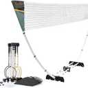 EastPoint Easy Setup Badminton Set - 5 ft Net, 4 Rackets, 2 Shuttlecocks - Quick Setup Net for Backyard Games - Steel Shaft Badminton Rackets for Family Games - Durable Shuttlecocks for Outdoor Sports
