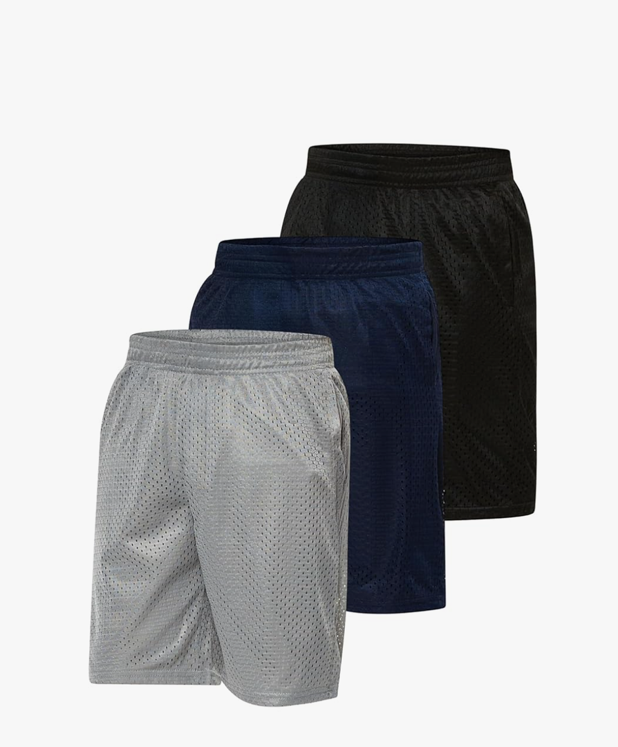 Ultra Performance Boy's Basketball Short's 3 Pack Mesh Athletic Shorts Youth Basketball Soccer & Gym Short for Active Boys (Medium)
