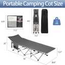 HAITRAL Portable Camping Cot with Mattress - Outdoor Folding Heavy Duty Sleeping Bed with Side Pocket for Adults - Oxford Single Lounge Chaise for Camping Tent Beach Office Max Load 300 LBS (Grey), 74 * 26 * 14 inches