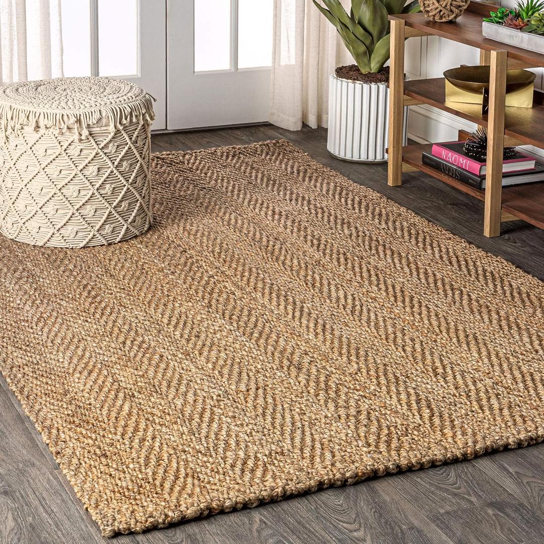 JONATHAN Y Espina Hand Woven Herringbone Chunky Jute Natural Indoor Area Rug, 8x10, Bohemian, Cottage, Easy-Cleaning for Living Room, Bedroom, Kitchen, Pet Friendly, Non-Shedding (NFR101A-8)