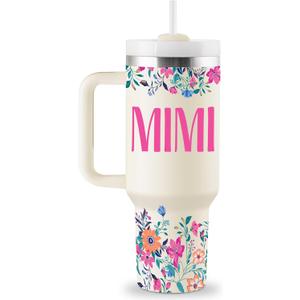 ROSTANTEN Mimi Gifts for Grandma Birthday Gifts for Mimi Grandma Gift Ideas from Grandkids for Mothers Day Christmas 40oz Travel Cup Insulated Tumbler with Lid & Straw (EXP 02/04/26)