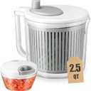 Salad Spinner with Chopper Set，2.5Qt Lettuce Spinner with Built-in Colander and Measuring Cup Bowl，Small Plastic Fruit Cleaner Pasta Dryer Herb Cleaner，Single Serve Quick Veggie Prepping Set