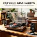 Retro Vinyl Record Player, Fully‑Automatic Belt‑Driven Turntable with BT Wireless, 33/45 RPM Speeds, Auto‑Repeat Function, Hi‑Fi, Anti‑Skate, Dust Cover, Anti-Resonance, RCA Outputs, Brown