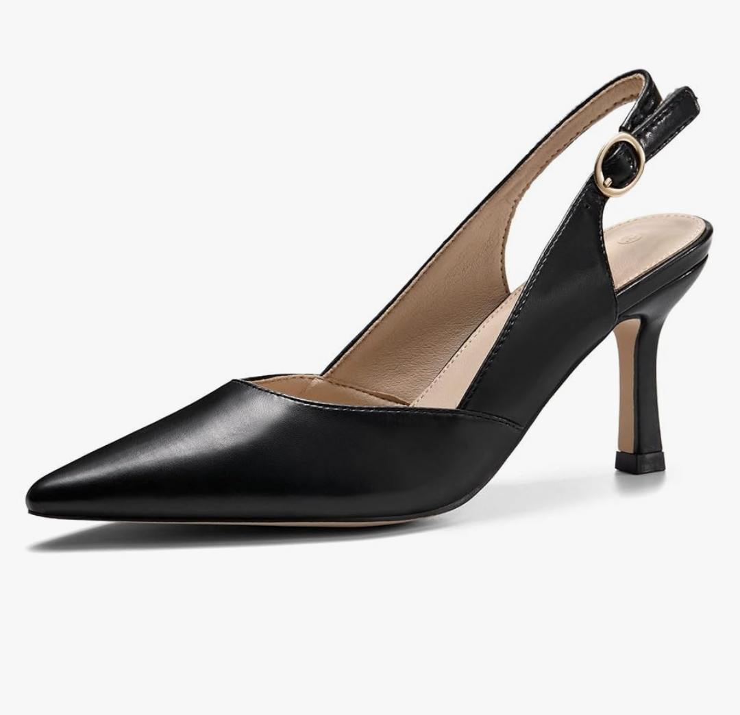 Rilista Women's Slingback Kitten Heels Closed Pointed Toe Wedding Party Dress Pumps Shoes 10