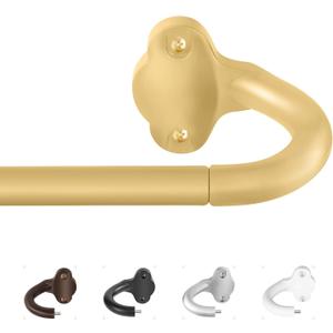 Gold Wrap Around Curtain Rods:5/8" Small Blackout Adjustable Window Curtain Rod for Bedroom Kitchen Apartment Renter Friendly,Room Darkening Curved Drapery Rods Easy Install,Brass Golden 28-60"
