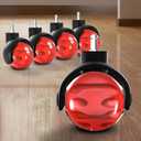 Office Chair Wheels for Carpet Set of 5 Replacement for Office Chairs Mat Safe for All Floors Including Hardwood - 2-Inch Rubber Replacement Smooth & Silent Universal Size (11x22 mm) Red