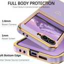 BENTOBEN for Samsung Galaxy Z Flip 6 5G Case, Cute Heart Luxury Gold Plating Slim Flexible TPU Bumper Protective Galaxy Z Flip6 Cover, Women Girls Phone Case for Samsung Z Flip 6 6.7'',Purple