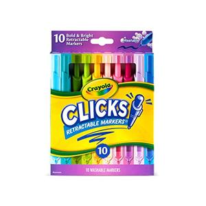 Crayola Clicks Retractable Markers - Bold (10ct), No Dry Washable Markers for Kids, Click Markers for School, Must Have Coloring Supplies, Gifts
