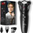 Multi-Functional Strategist Razor: A Waterproof, Cordless Electric Shaver for Men with 3 Trimming Attachments and Variable Speeds - Deep Grey Edition