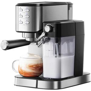 Espresso Machine with Milk Frother, 20 Bar Pressure, 1.5L Water Tank 1L Milk Tank, Self-Cleaning Coffee Maker for Home Office