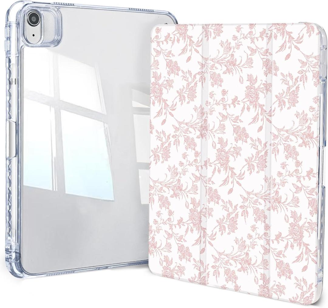 Case for iPad Air 11 inch M3 (2025) / M2 (2024), iPad Air 5th (2022) / 4th Generation (2020) 10.9 Inch, iPad Pro 11" 2018 1st,Trifold Clear Back Cover with Pencil Holder & Auto Sleep/Wake Cover