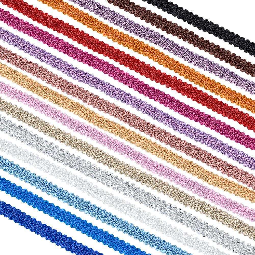 PH PandaHall 34yards Gimp Braid Trim, 16 Colors Braided Cord Polyester Woven Braid Trim Decorative Gimp Trim Ribbon for Sewing Hand DIY Crafts Costume Home Decorative, 3/8 Inch~1/2 Inch