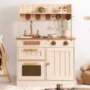 ROBOTIME Play Kitchen for Kids Toddlers, Wooden Pretend Play Kitchen Set Toy with Cutting Food Set, Toys Kitchen Gift for 3+ Year Old Kids, Girls & Boys, 23 x 11.7 x 32 inches