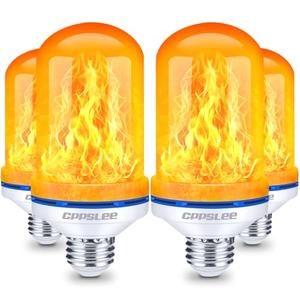 CPPSLEE Upgraded LED Flame Light Bulbs, 4 Modes Flickering Light Bulbs, E26 Base Fire Flame Bulb for Halloween Decorations Outdoor, Christmas Lights Patio Indoor Home Decor (Yellow, 4 Pack)