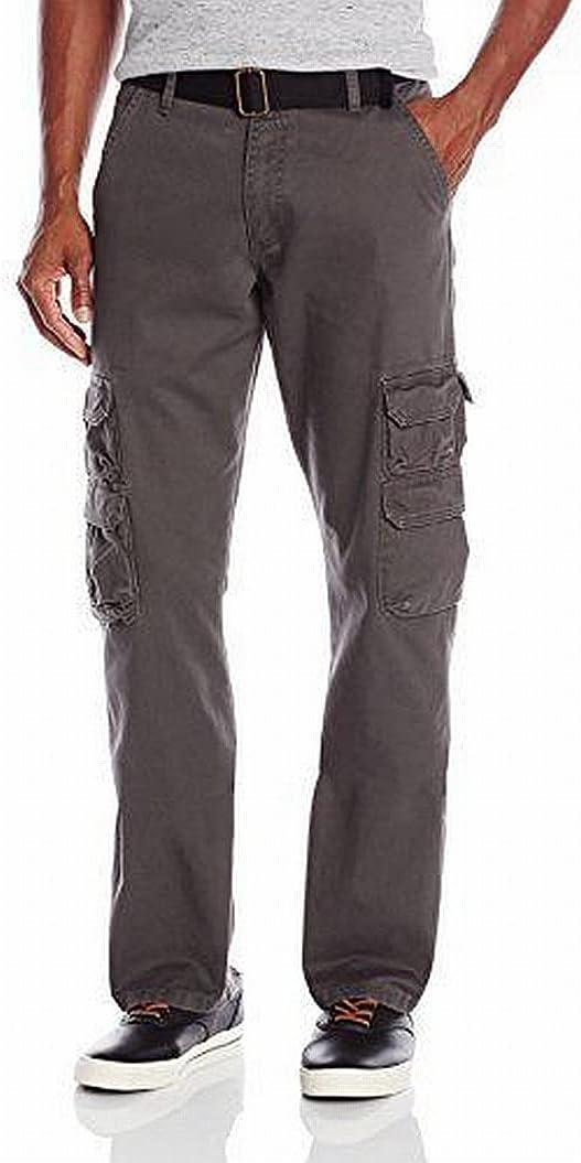 Wrangler Authentics Men's Premium Relaxed Fit Straight Leg Cargo Pant (34W x 34L, Anthracite Twill)