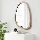 sawsile Irregular Mirror for Decor,Wood Frame Asymmetrical Wall-Mounted Mirror, Large Vanity Mirror for Wall Decoration, Modern Mirror for Living Room Bedroom Bathroom Entryway Mirror 20X30"