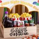 Movie Night Supplies Snack Trays with Handles Reusable Wooden Movie Gift Basket for Theater Popcorn Bucket Bowl Box Container Family Room Decor(Game Night)