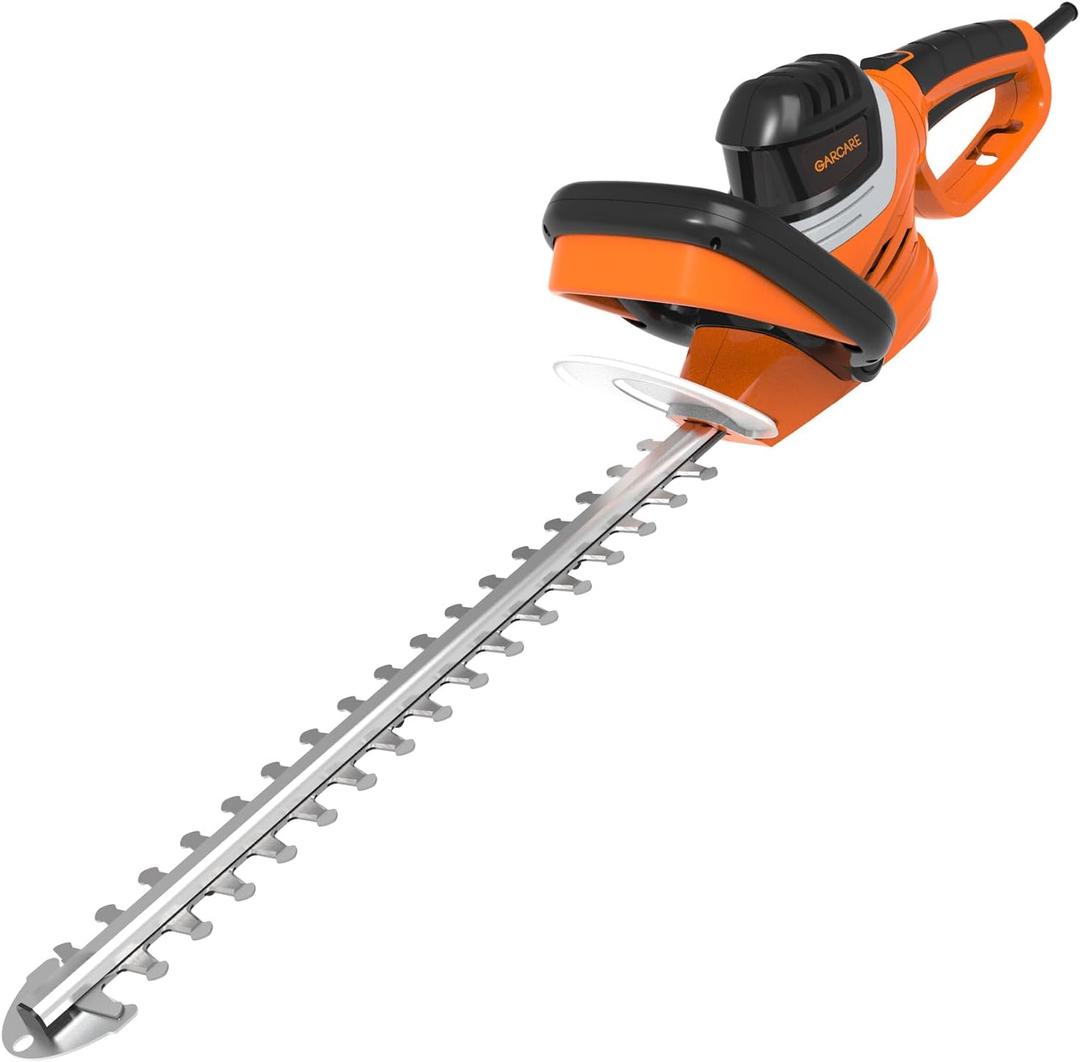 GARCARE Corded Electric Hedge Trimmer - Electric Tree Trimmers, Branch Cutter, Hedge Shears (4.8A, 610mm Laser Cut Blade, 18mm Cutting Capacity, Rotary Handle, Blade Cover Included) (GHT08)