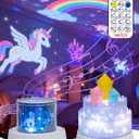 Carousel Kids Projector Night Light, 12 Music+23 Films, Rechargeable 1800mah Light Projector for Kid Room, 360 Rotating Night Light for Kids with Remote Timer, Princess Lamp for Girls Bedroom
