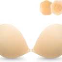 Wingslove Adhesive Bra Reusable Strapless Self Silicone Push-up Invisible Sticky Bras for Backless Dress (Light Nude Cover, A)