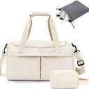 For Spirit Airlines Personal Item Bag 18X14X8 Carry On Travel Duffle Bags for Airplanes Women Men with Wet Pocket Weekender with Shoe and Toiletry Bags, Beige