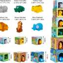 Sorting and Stacking Toys Blocks for Toddlers 1-3, Soft Safari Animal Bath Toys Age 2-4, Numbers Nesting Stackable Toys for Baby 12-18 Months, Montessori Toys Gifts for 1 2 3 Year Old Boys Girls