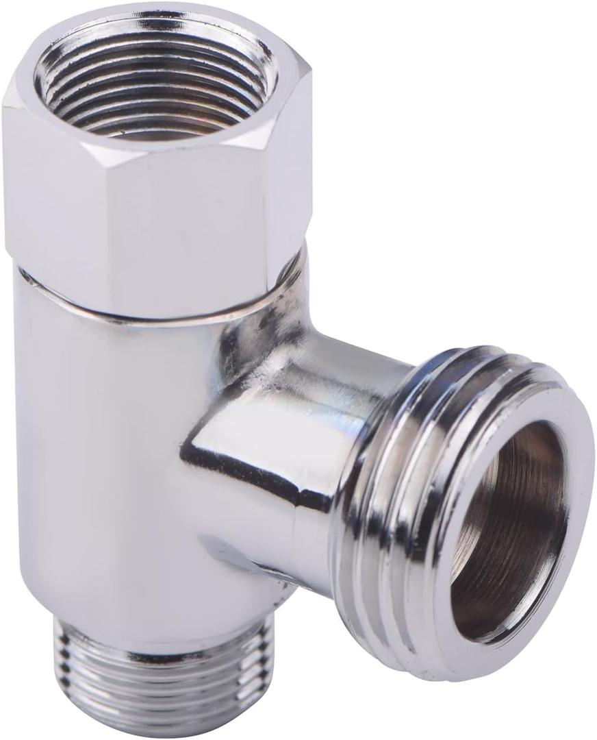 2 PACK 3-way 3/8" x 1/2" Tee Adapter Brass 3/8" Water Line T Fitting Brushed Nickel ConnectorAngle Stop Add-A-Tee Valve