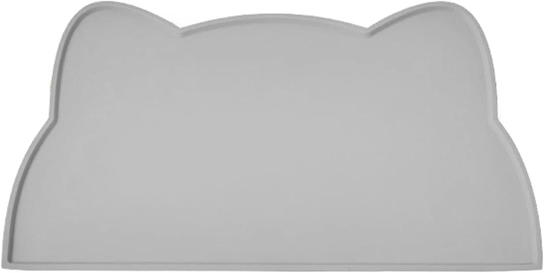 Cat Food Mat, Silicone Non Slip Dog Bowl Mat Waterproof Cat Feeding Mat Stop Food Spills and Water Messes Out to Floor Pet Food Mat (Dark Gray, 20" x 12")