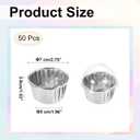 uxcell 50 Pcs Double-sided Aluminum Foil Cupcake Liners with Lids, Greaseproof Muffins Baking Cupcakes for Wedding Birthday Party Decoration, Silver (Round)