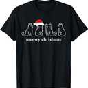 Meowy Catmas Cat Christmas Cute Kitten Cats Santa Hat Xmas T-Shirt