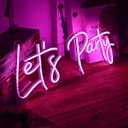 Let's Party Neon Signs, Neon Light Sign for Wall Decor 20 x 9Inches Large LED Neon Sign Art Decorative Lights for Wedding Party Home Bar Store Festival, Pink