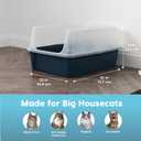IRIS USA Cat Litter Box XX-Large Open Top with High Sided Walls Tall Scatter Shield Scoop Included Easy Clean Plastic Pan for Big Cats Kittens Multi-Cat Households 30"L x 20"W x 14"H Navy