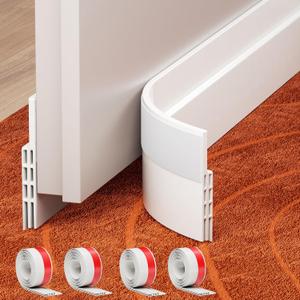 GroTheory 3 Pack Door Draft Stopper, Under Door Sweep for Exterior & Interior Doors, Weather Stripping Door Seal, Garage Window Blocker Noise Cold Air Insulation, Draft Guard White 2" W x 39" L