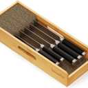 SpaceAid Knife Drawer Organizer Bamboo Insert Dock, Kitchen Steak Knives Holder Organizers Block for Drawer in Storage Organization (Small)