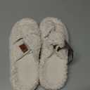 EverFoams Womens Fuzzy Open-toe Slippers Indoor Vanilla Ice,9-10 US