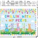 XCKALI Chillin with My Peeps Backdrop Spring Easter Colorful Eggs Bunny Chicken Party Indoor Outdoor Home Decorations (8x6ft)