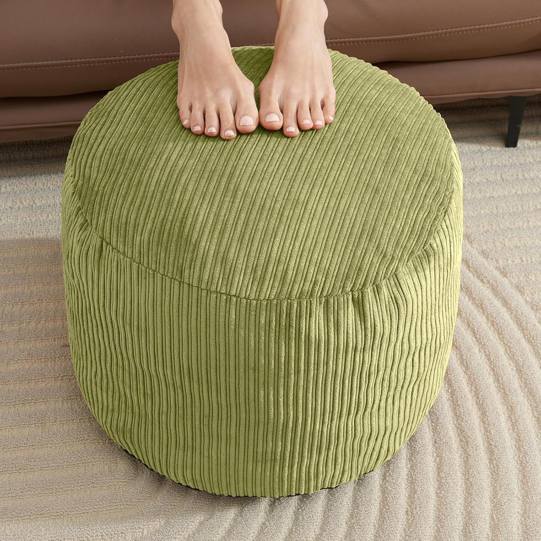 Pouf Ottoman Foot Stools Ottoman with Foam Small Corduroy Ottomans for Living Room Ottomans Pouf 20x15 Floor Poufs Foot Rest for Office Chair Sage Green Foot Stool Small