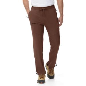 Rdruko Men's Lightweight Hiking Pants Athletic Quick Dry Water Resistant Casual Pants with Zipper Pockets for Outdoor (Brown, L)
