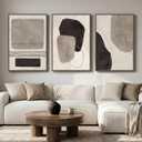 Large Framed Black and White Abstract Wall Art for Living Room, 24x36 In, 24" W x 36" H x 3pcs