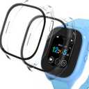 [2 Pack] Case Compatible for Gizmo Watch 3 Screen Protector for Kids, Hard PC Overall Protective Case Bumper Tempered Glass Cover Accessories Compatible with Verizon Gizmo Watch 3,Clear+Clear