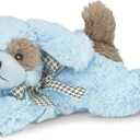 Bearington Baby Lil' Waggles Baby Boy Stuffed Animal with Rattle - 8" Soft Blue Dog Plush with Satin Accents for Newborn Boys - Adorable Stuffed Animals for Babies - Cuddly First Toy Gift for Infants, 8" Lil' Waggles