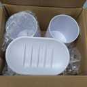 Plastic Bathroom Accessories Set 4Pcs, White Bathroom Accessory Set Includes Liquid Soap Dispenser with Rust-Proof Plastic Pump, 2Pcs Bathroom Cup, Soap Dish for Modern Home Apartment