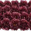 20 Pcs Artificial Flower Peonies, 5" Silk Fake Peonies with 6" Stems No Leaf, Faux Peonies Flowers for Decoration Wedding Home Party Centerpiece Decor Floral Art (Wine Red)