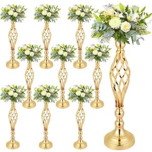 10 PCS Gold Flower Stand Centerpiece, Wedding Table Gold Flower Stand Vases Centerpiece Decorations for Wedding, Birthday Party and Other Holiday Event