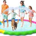 VISTOP Non-Slip Splash Pad for Kids and Dog, Thicken Sprinkler Pool Summer Outdoor Water Toys - Fun Backyard Fountain Play Mat for Baby Girls Boys Children or Pet Dog (97 inch, Red&Yellow&Green&Blue)