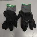 Amazon Basics Cut Level A2, Abrasion ANSI Level A4, Impact Protection Gloves, Touch Screen Friendly 15G Sandy Nitrile Palm (Large, Black)